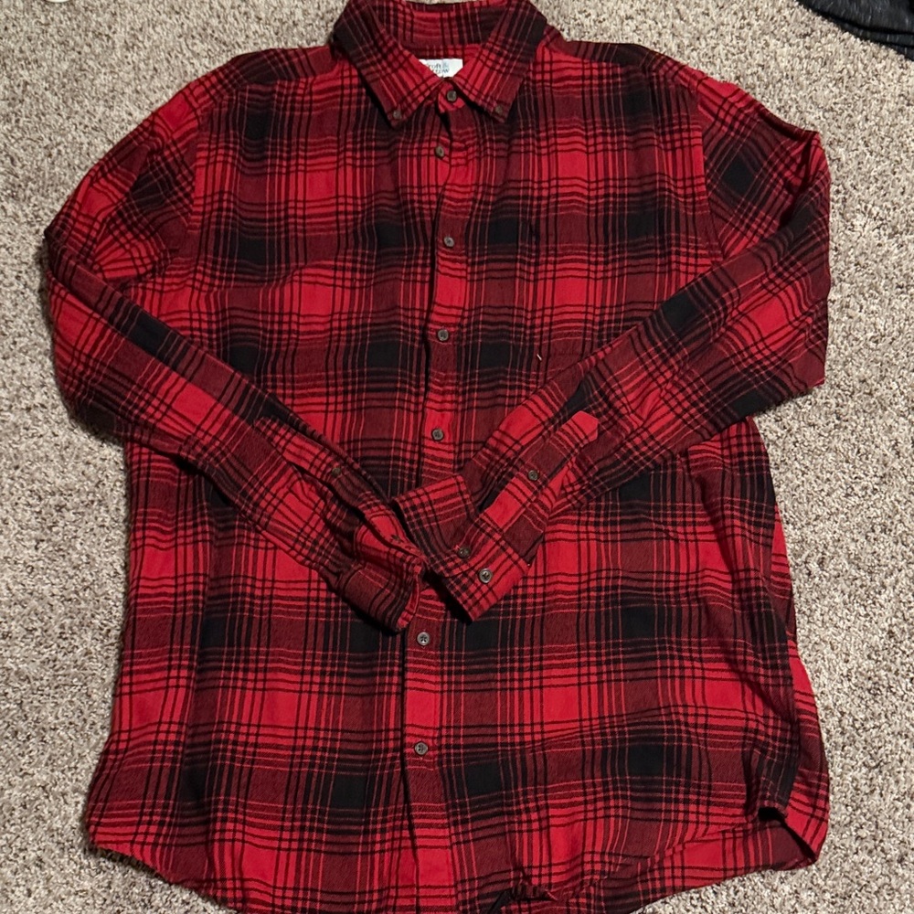 Croft & Barrow Men's Red and Black Plaid Shirt